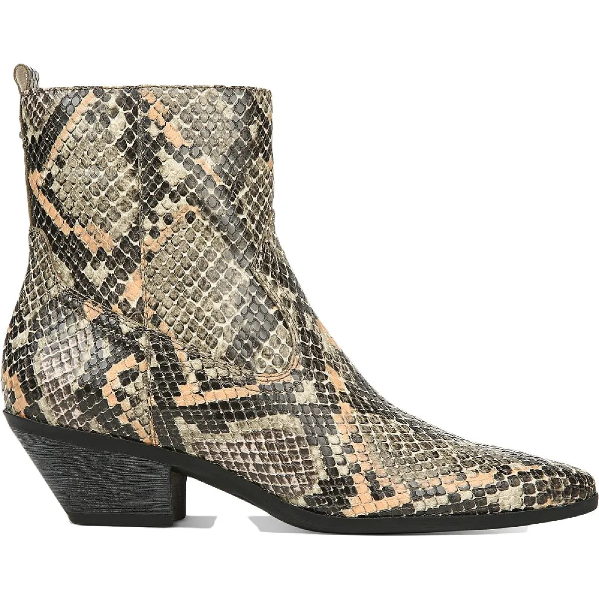 Garth Womens Faux-Leather Snake-Print Ankle Boots