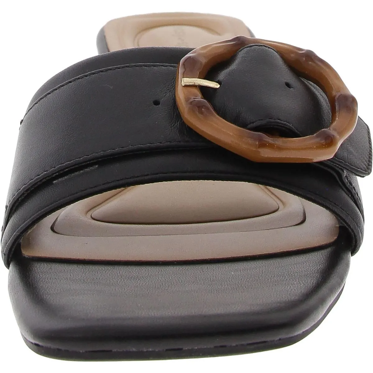 GATLIN Womens Buckle Leather Slide Sandals