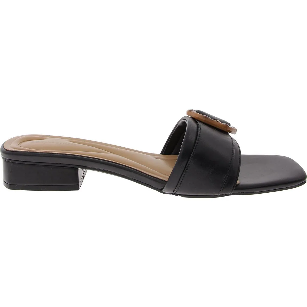 GATLIN Womens Buckle Leather Slide Sandals