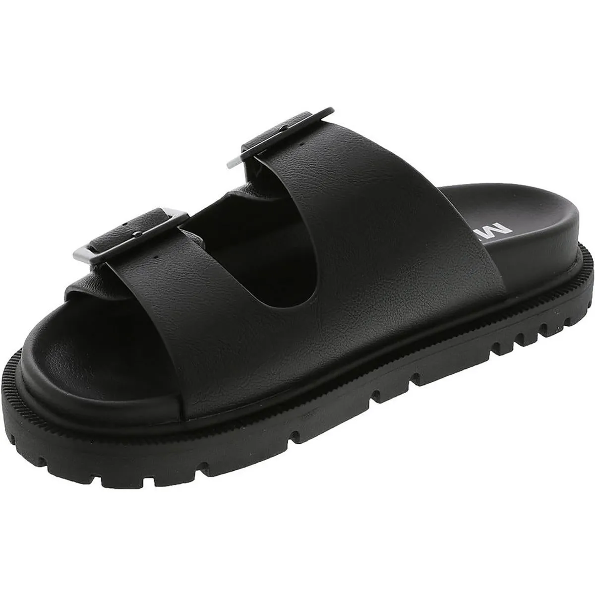 Gen Womens Faux Leather Buckle Slide Sandals