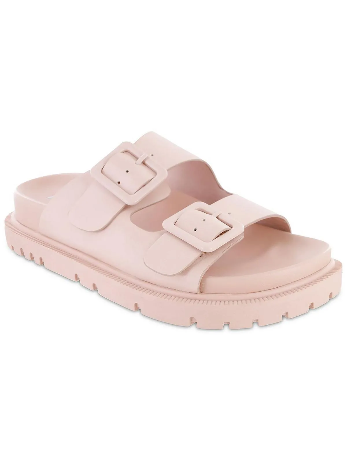 Gen Womens Faux Leather Buckle Slide Sandals