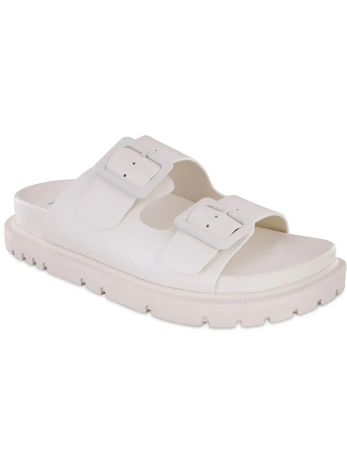 Gen Womens Faux Leather Buckle Slide Sandals