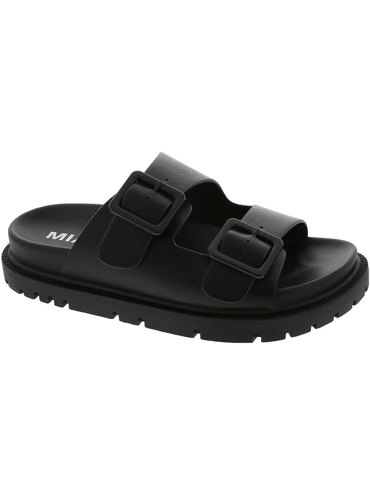 Gen Womens Faux Leather Buckle Slide Sandals