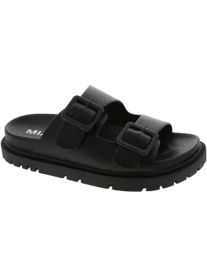Gen Womens Faux Leather Buckle Slide Sandals