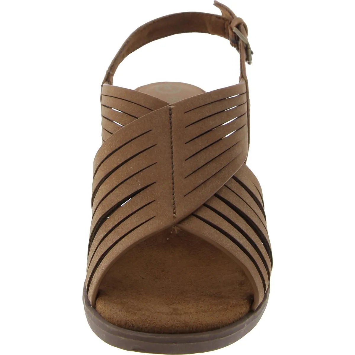 Gena Womens Faux Leather Buckle Strappy Sandals