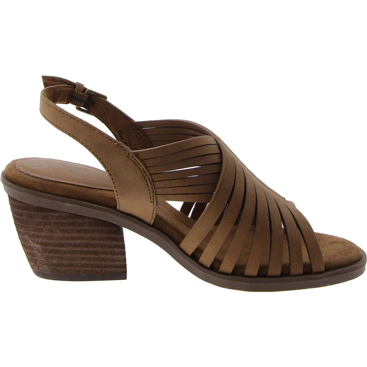 Gena Womens Faux Leather Buckle Strappy Sandals