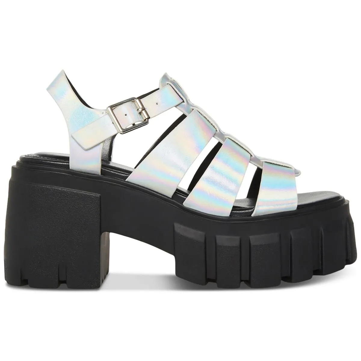 Gennesis Womens Faux Leather Lug Sole Platform Sandals