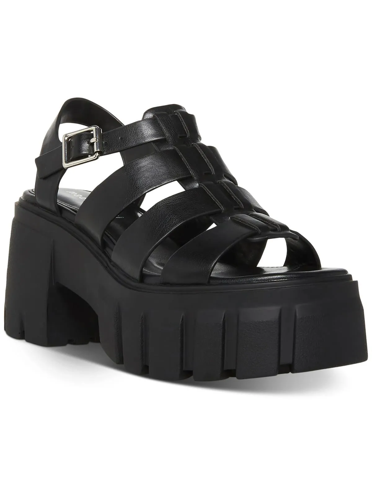 Gennesis Womens Faux Leather Lug Sole Platform Sandals
