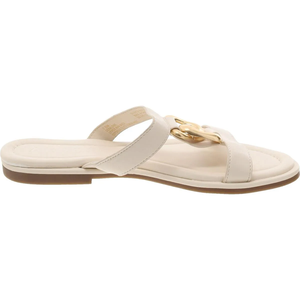 Geraldine Womens Faux Leather Chain Slide Sandals