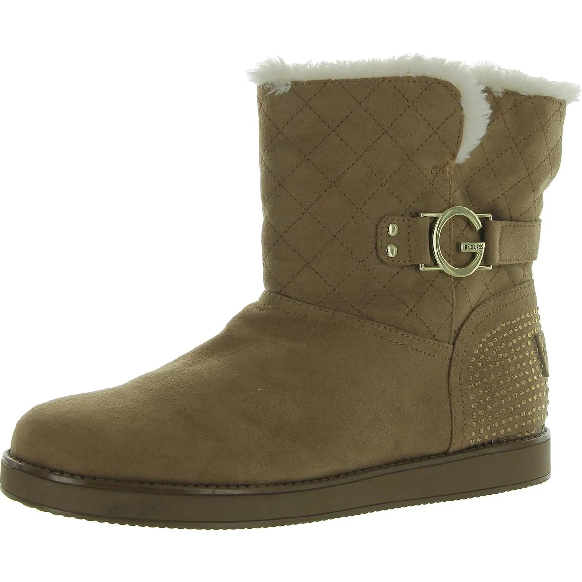 GGALESSA Womens Faux Leather Faux Fur Winter & Snow Boots