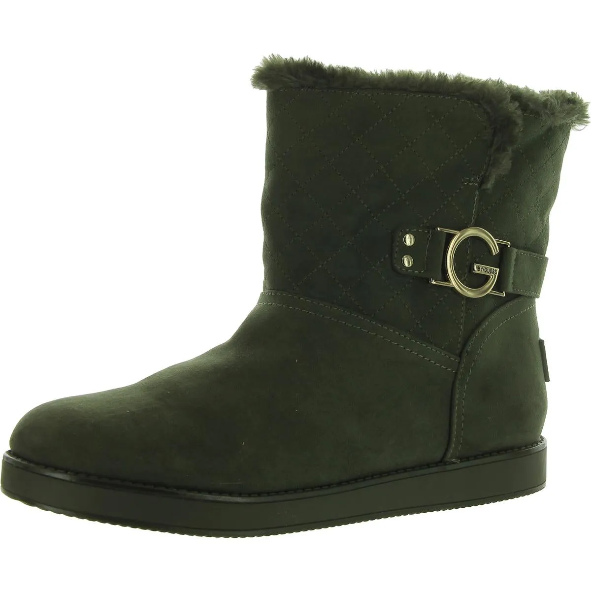 GGALESSA Womens Faux Leather Faux Fur Winter & Snow Boots