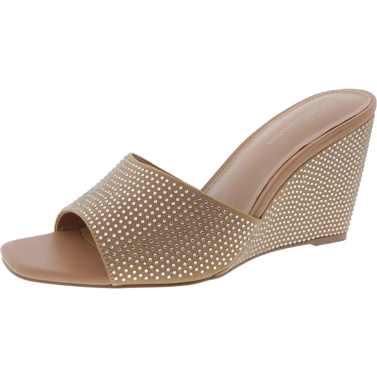 Giani Womens Open Toe Rhinestone Slide Sandals