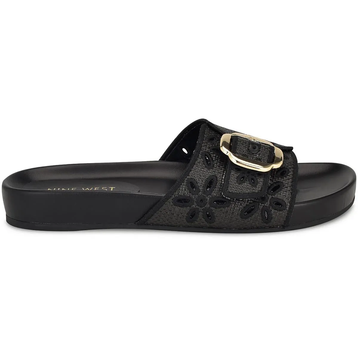 Giulia Womens Buckle Embossed Slide Sandals