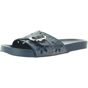 Giulia Womens Buckle Embossed Slide Sandals
