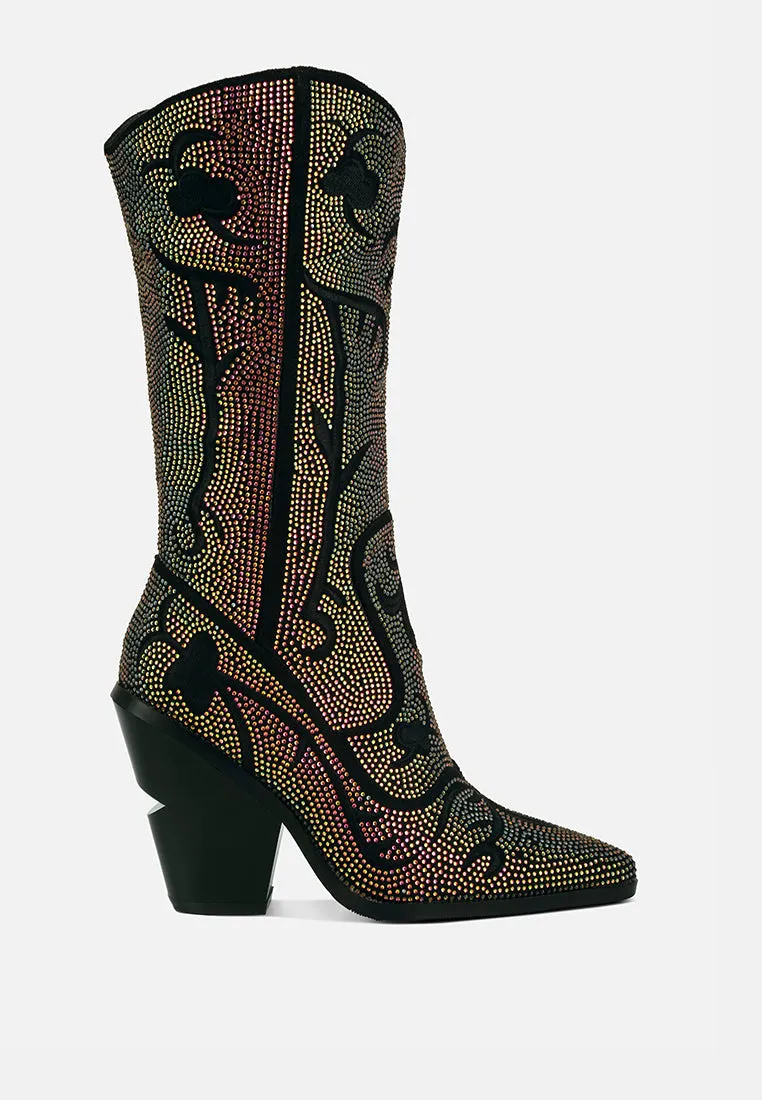 glimmer rhinestones embellished shimmer calf boots
