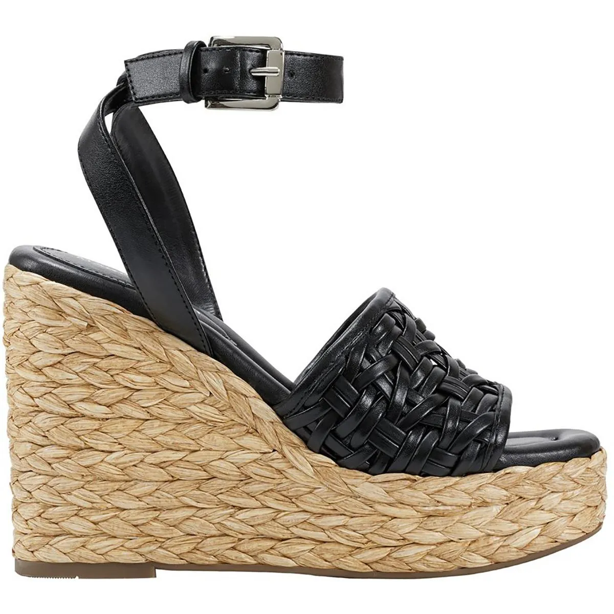 GODINA Womens Faux Leather Ankle Strap Wedge Sandals