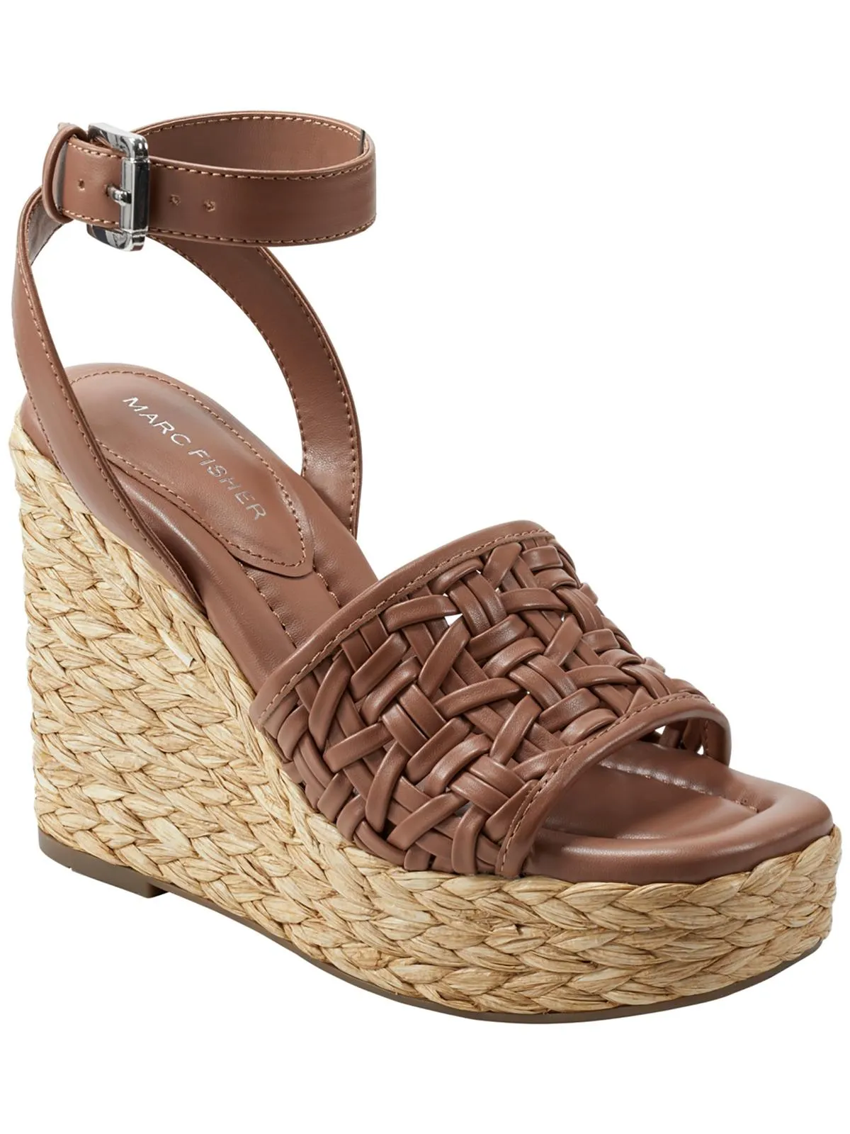 GODINA Womens Faux Leather Ankle Strap Wedge Sandals