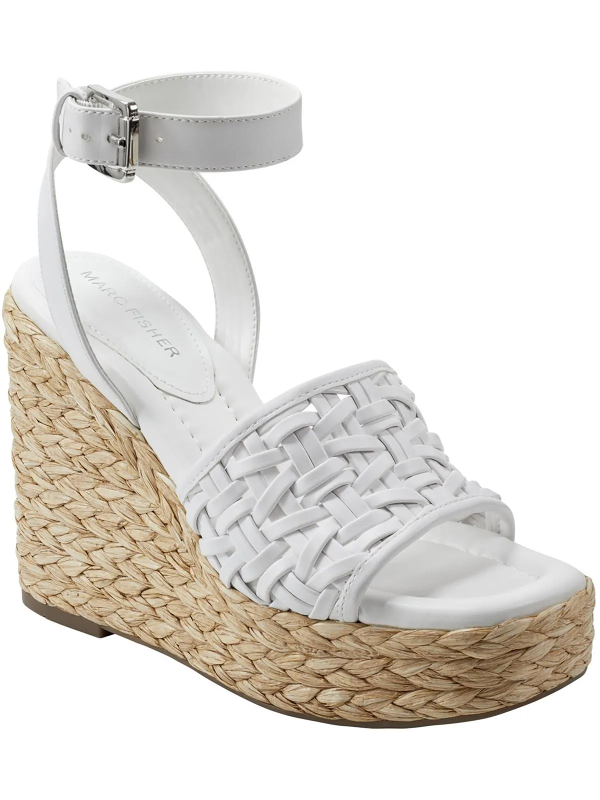 GODINA Womens Faux Leather Ankle Strap Wedge Sandals