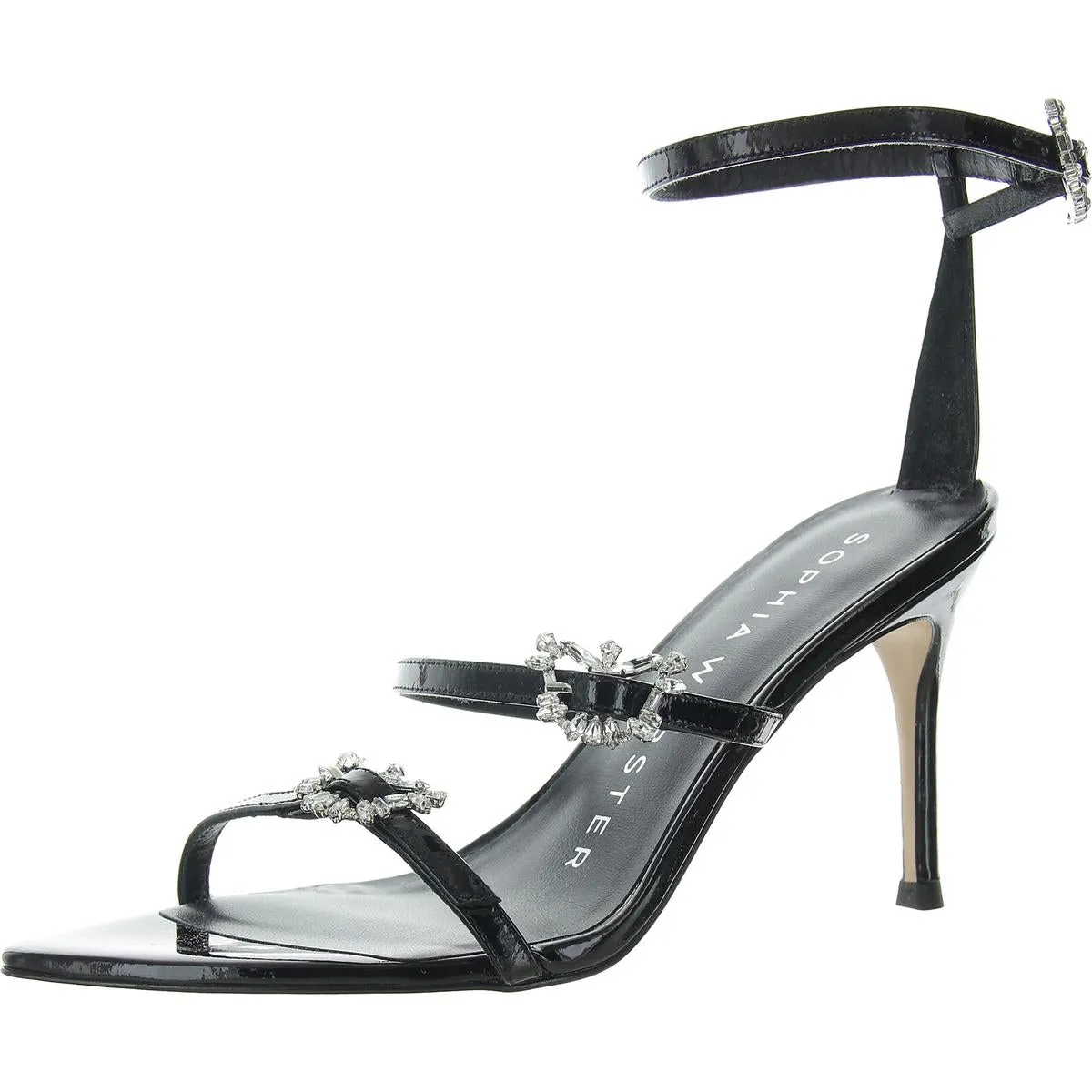 Grace Mid Womens Embellished Patent Leather Heels