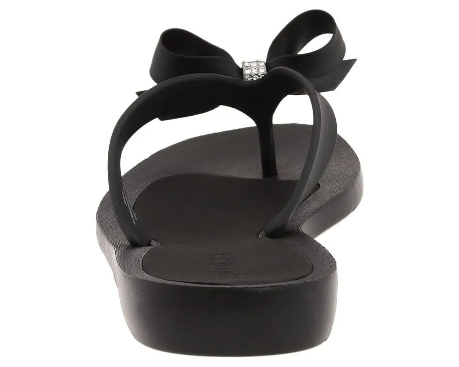 Guess Tutu Bow Flip Flop Women's US 6 Black Rhinestone Slip On Sandals ZPO2254