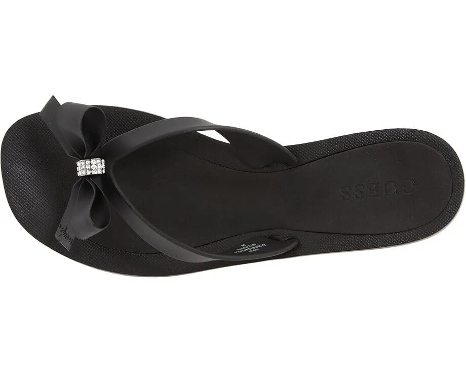 Guess Tutu Bow Flip Flop Women's US 6 Black Rhinestone Slip On Sandals ZPO2254