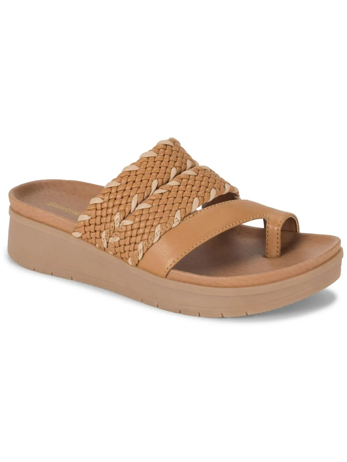 Gwendalyn Womens Faux Leather Slip On Wedge Sandals
