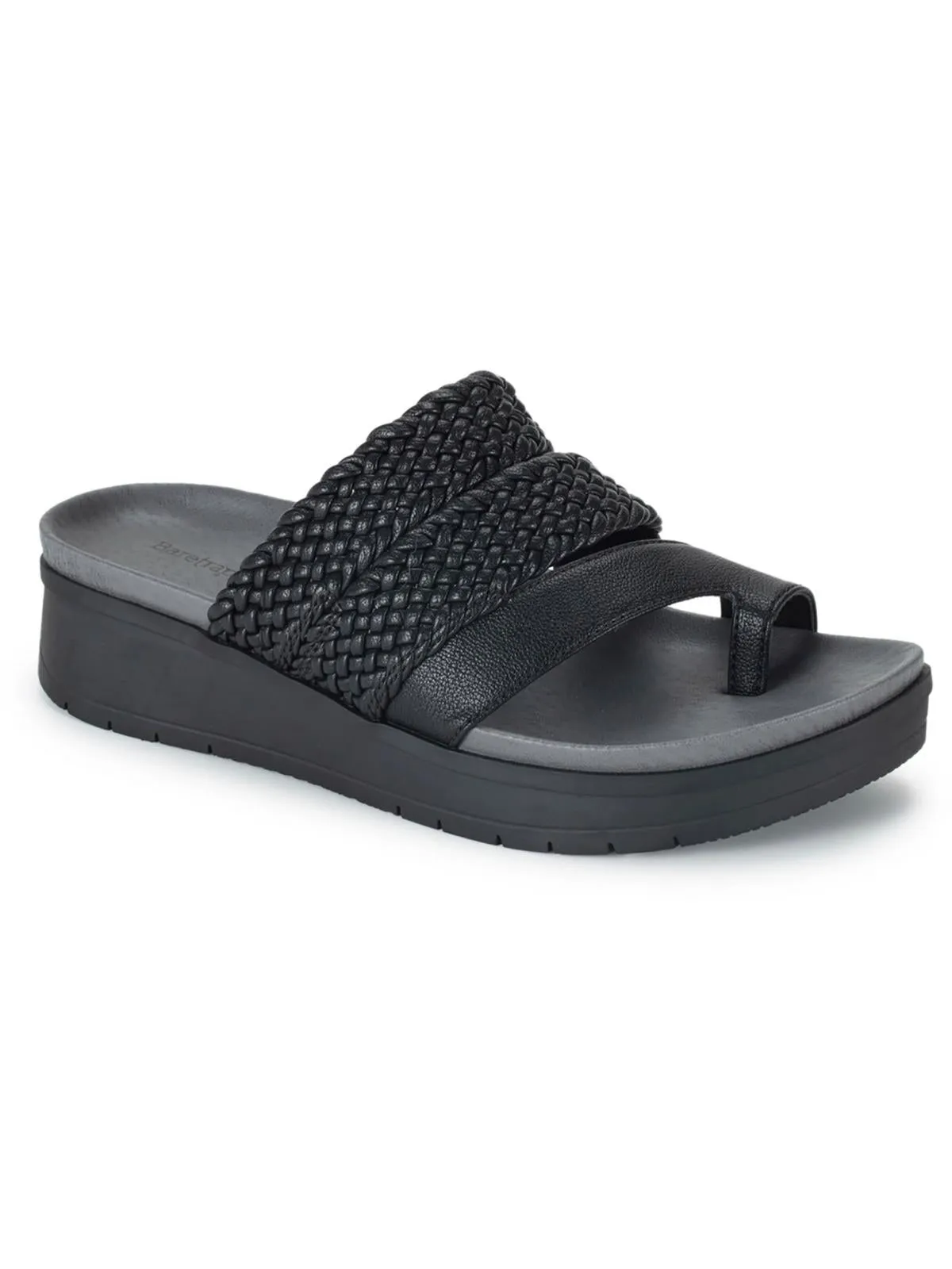 Gwendalyn Womens Faux Leather Slip On Wedge Sandals