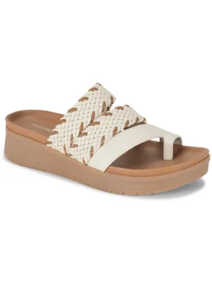 Gwendalyn Womens Faux Leather Slip On Wedge Sandals