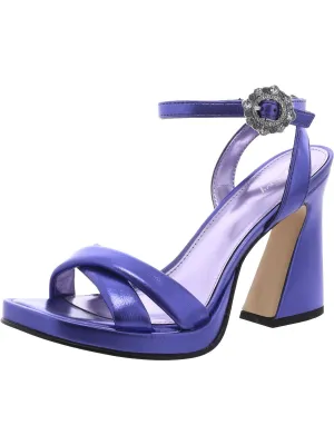 Haidyn Womens Patent Ankle Strap Heels
