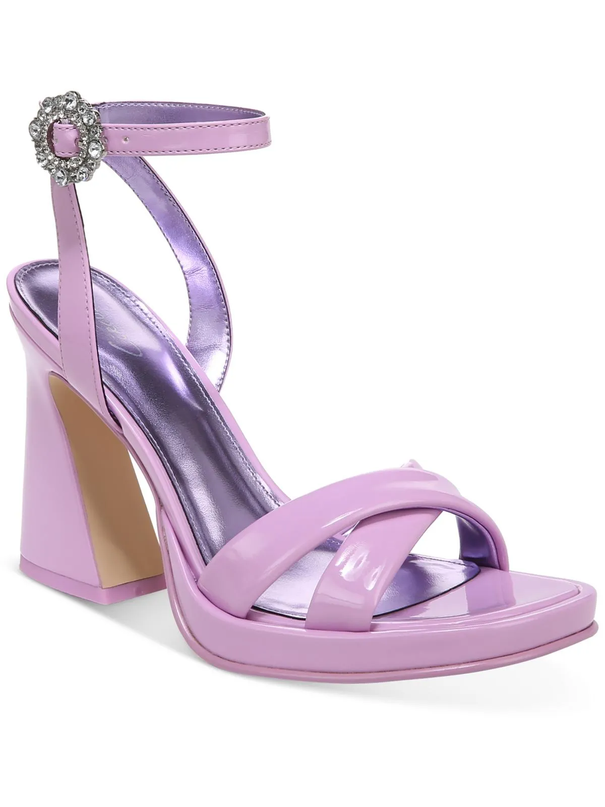 Haidyn Womens Patent Ankle Strap Heels