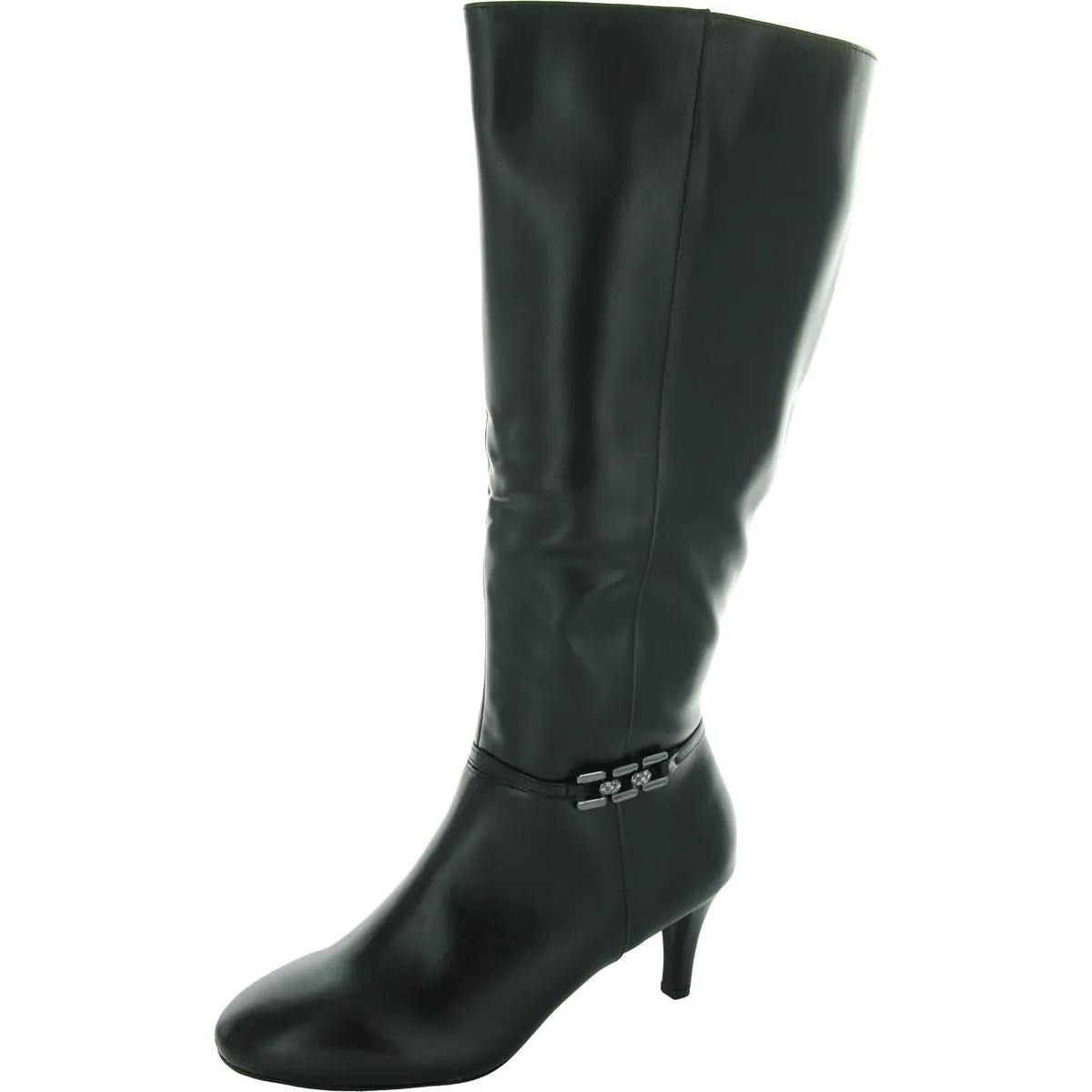 Hanlee Womens Zipper Faux Leather Knee-High Boots