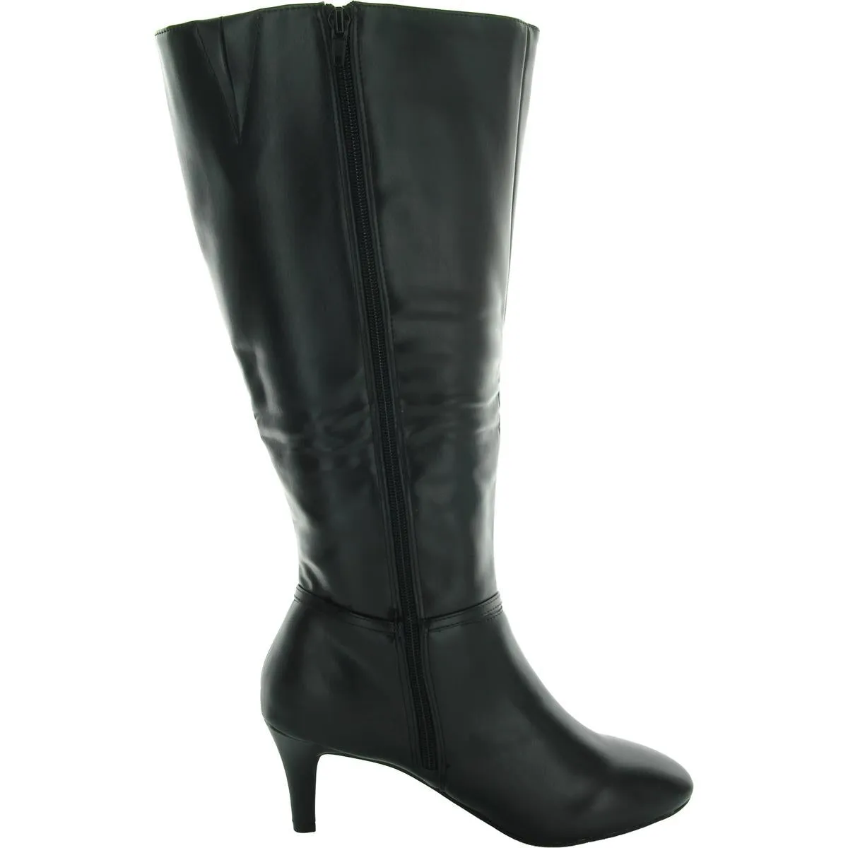 Hanlee Womens Zipper Faux Leather Knee-High Boots