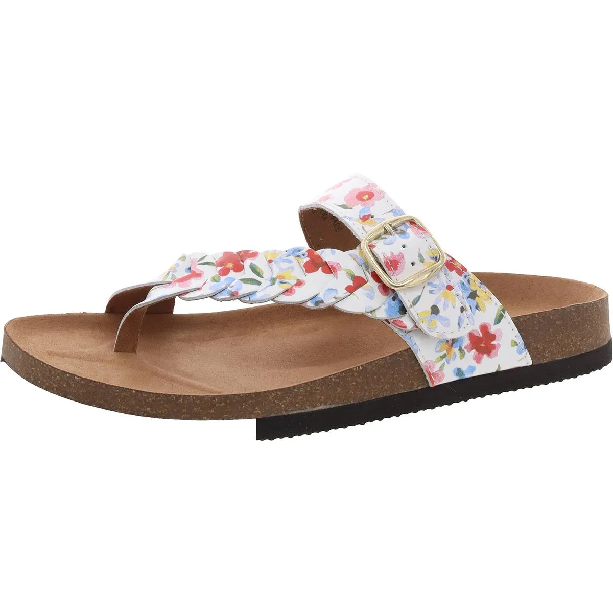Happier Womens Toe Loop Buckle Slide Sandals