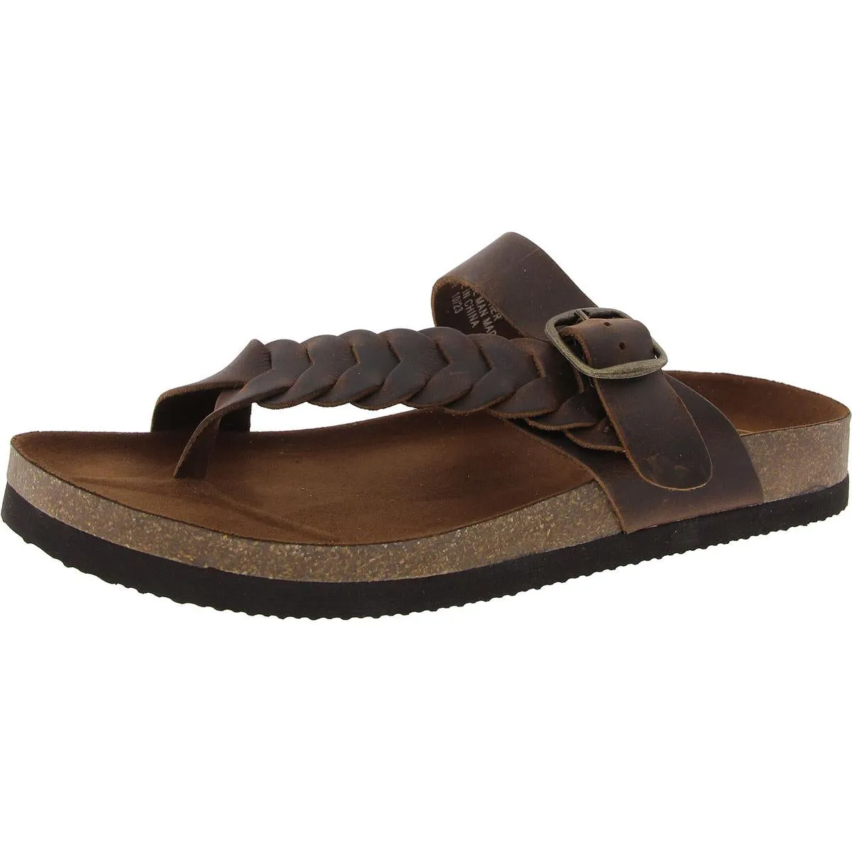 Happier Womens Toe Loop Buckle Slide Sandals