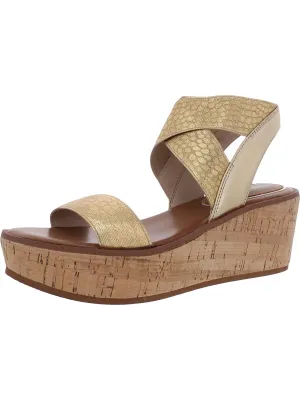 Harlow Eva Elastic Womens Leather Open Toe Wedge Sandals