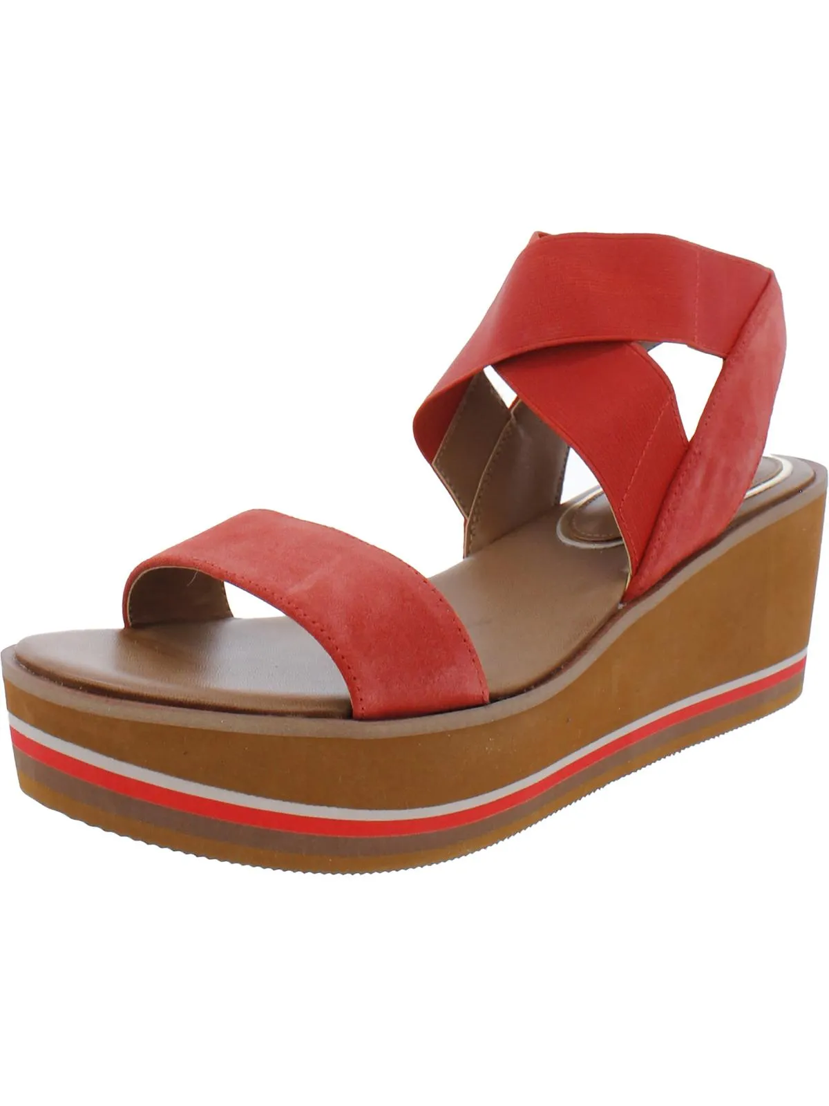 Harlow Eva Elastic Womens Leather Open Toe Wedge Sandals