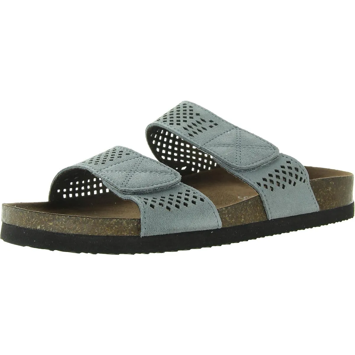 Hawkbill  Womens Embossed Faux Suede Slide Sandals