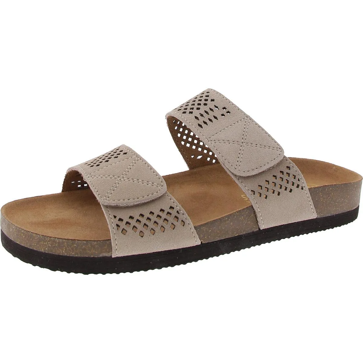 Hawkbill  Womens Embossed Faux Suede Slide Sandals
