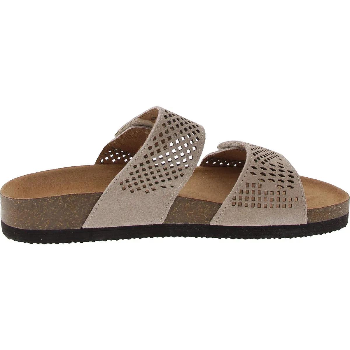 Hawkbill  Womens Embossed Faux Suede Slide Sandals