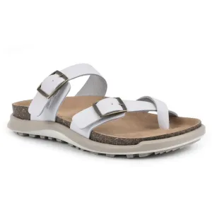 Hazy Womens Leather Buckle Footbed Sandals