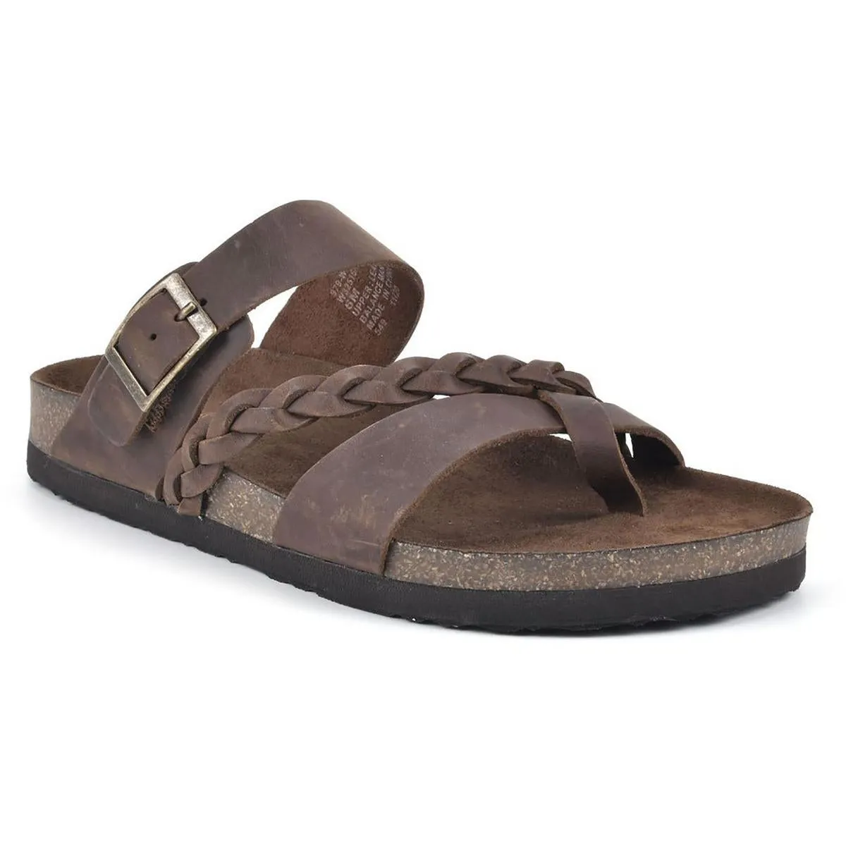 Hazy Womens Leather Buckle Footbed Sandals