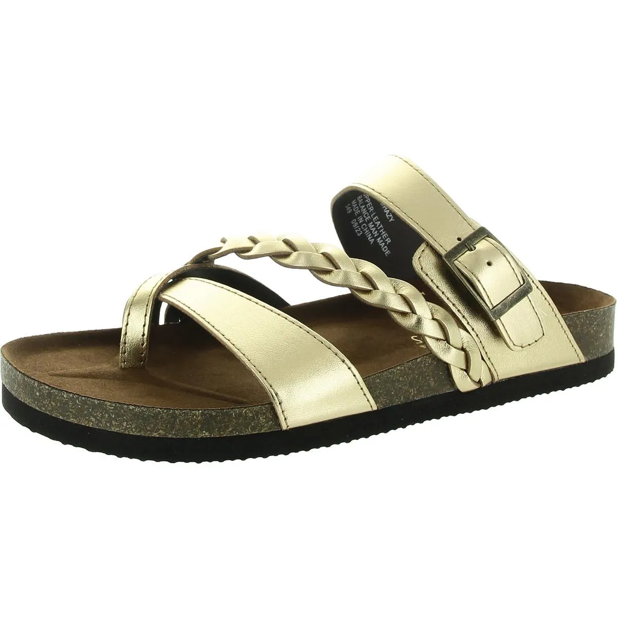 Hazy Womens Leather Buckle Footbed Sandals