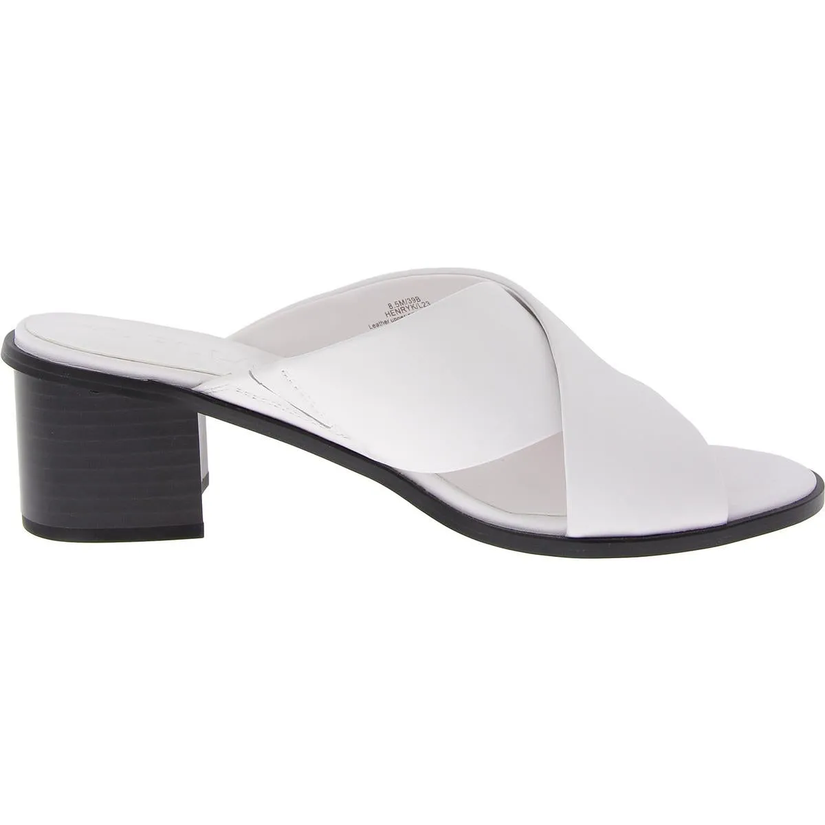 Henry-K Womens Leather Block Heel Slide Sandals