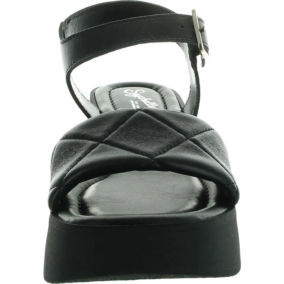High Alert Womens Buckle Leather Wedge Sandals