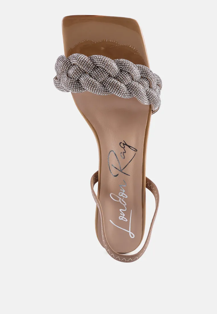 high social diamante braided trap sandals