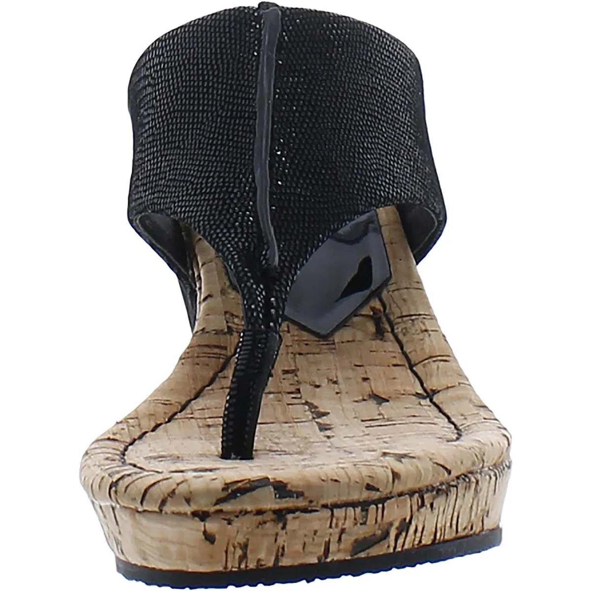 HPGIL Womens Leather Slip On Wedge Sandals