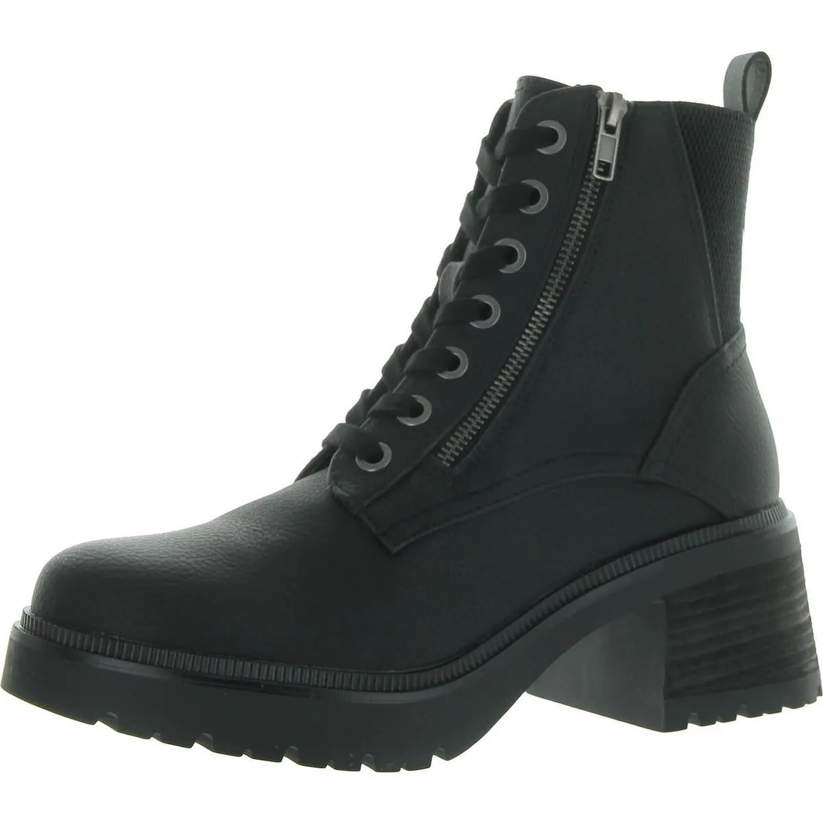 Idalia Womens Faux Leather Ankle Combat & Lace-Up Boots