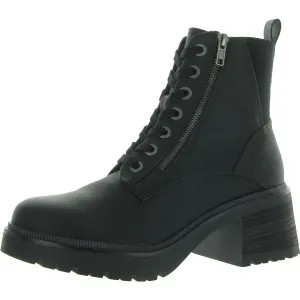 Idalia Womens Faux Leather Ankle Combat & Lace-Up Boots