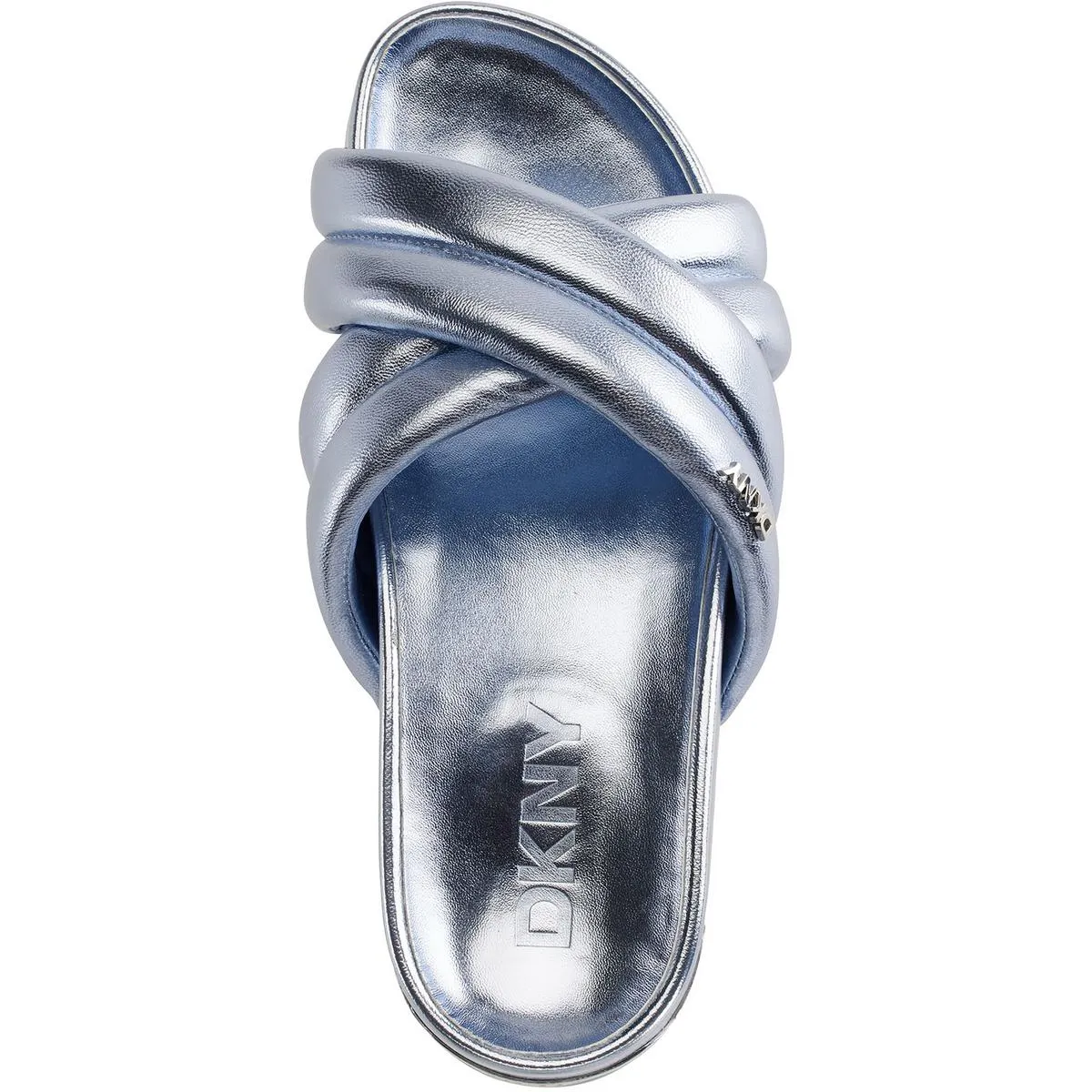 Indra Womens Criss-Cross Faux Leather Slide Sandals