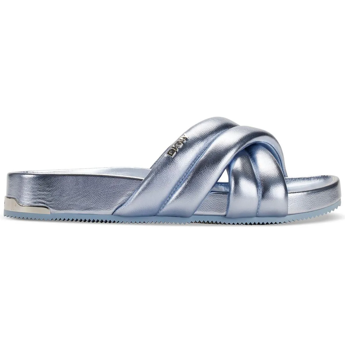 Indra Womens Criss-Cross Faux Leather Slide Sandals